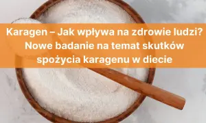 Biały proszek w drewnianej misce. Czy karagen jest szkodliwy? Nowe badanie analizuje wpływ spożycia karagenu na zdrowie ludzi.